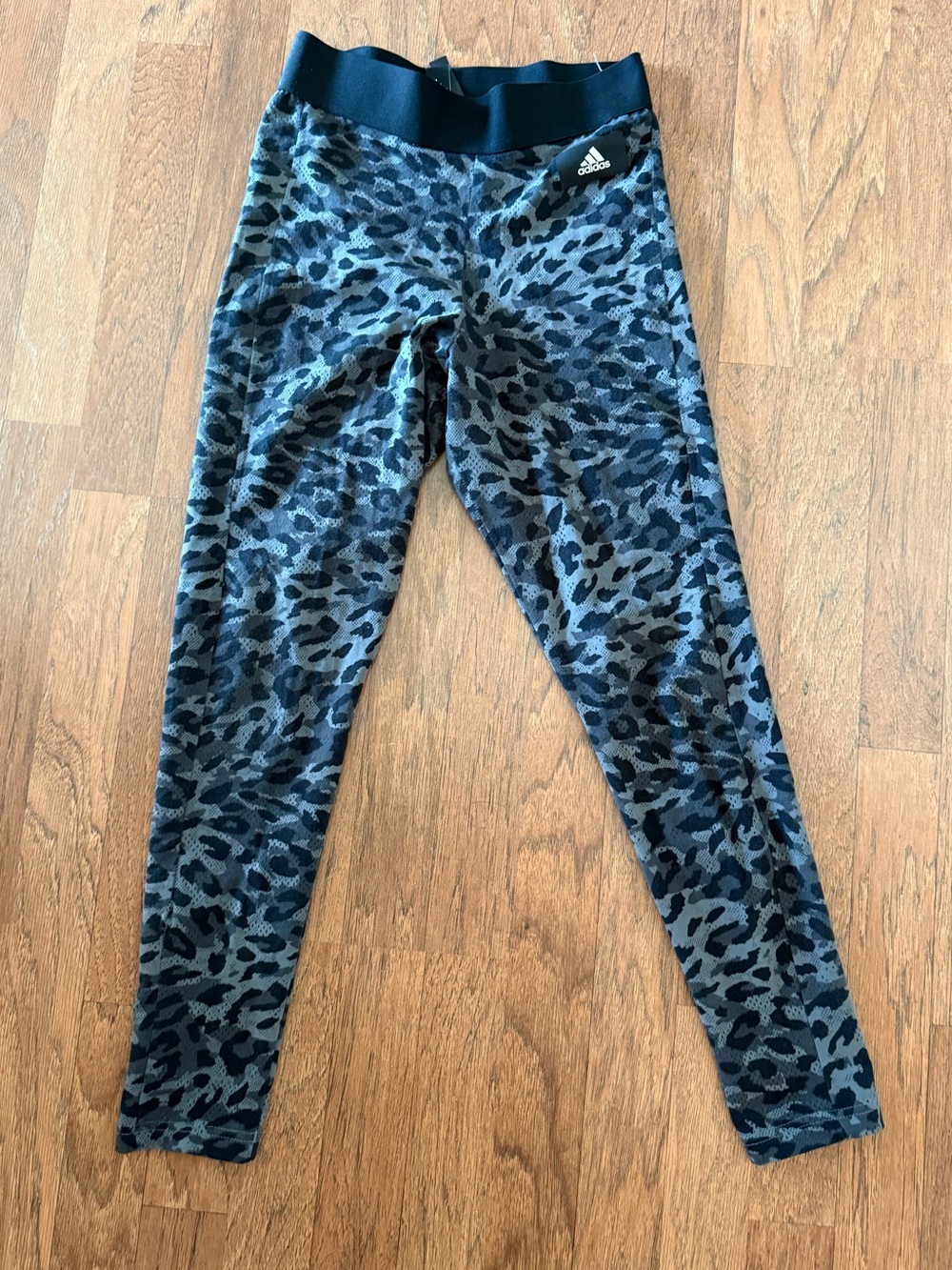 adidas womens Black and Gray Leopard Print Leggings